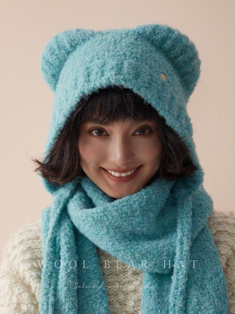 Шапка из чистой голубой шерсти с фиксированной окрашенной пряжей - зимняя шапка-ушанка Baotou