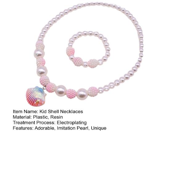 1 комплект, ожерелье из искусственного жемчуга, комплект браслетов, очаровательные бусины в виде ракушки, русалки, ювелирные изделия, красивые детские ожерелья в виде ракушек