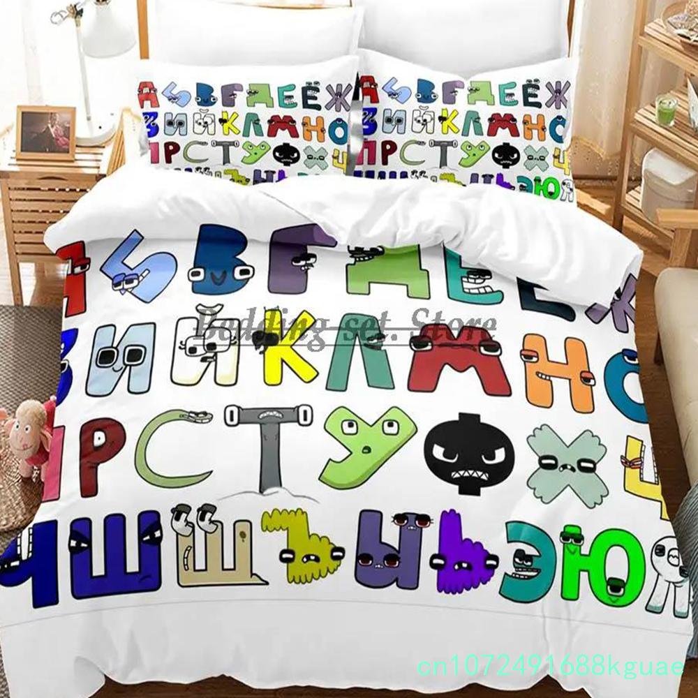 Комплект постельного белья Alphabet Lore Single Twin Full Queen King Size Комплект постельного белья Aldult Kid Bedroom Duvetcover Sets Anime Bed Sheet Set