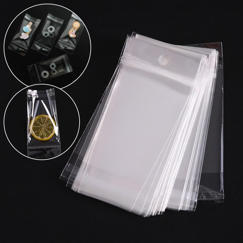 100pcs Jewelry Packaging Packaging Bags OPP Pack Bag Transparent Plastic Self Adhesive Storage Bag