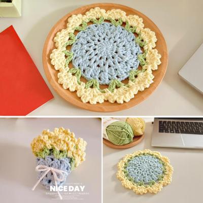 Yousheng вязаный крючком букет роз подставка термостойкая DIY ручной работы вязаный цветок кофейная кружка чашка коврик кухонная столешница стол украшение стола