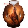 Fashion Horse 3D Print Hoodies Animal Pullover Hooded Sweatshirts Casual Cartoon Long Sleeve Shirts