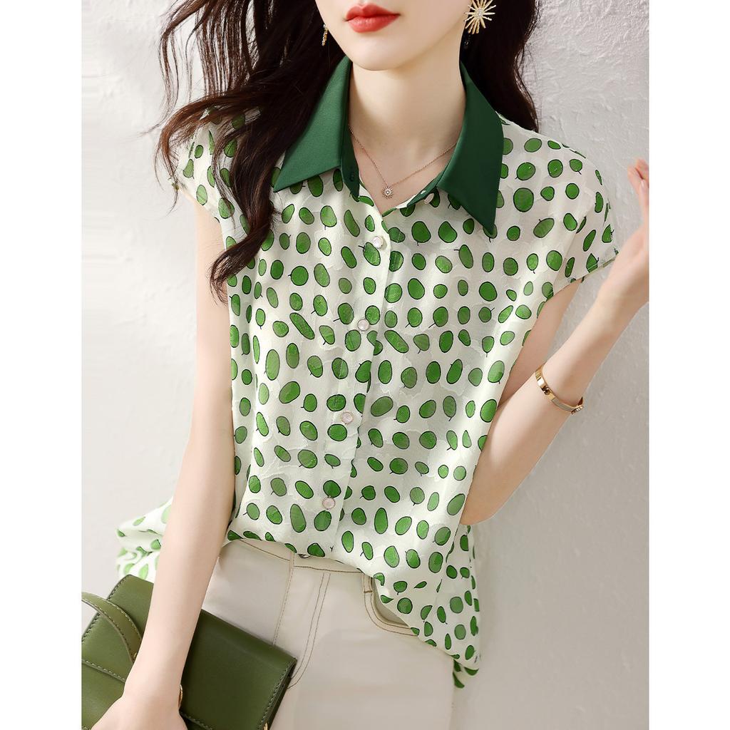 Рубашка Fresh Summer Shirt New Commuter Versatile с короткими рукавами и лацканами в горошек