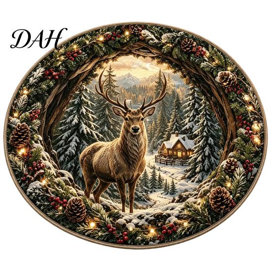 Soft Polyester Bedroom Carpet Christmas 3D Illusion Rug, Black Hole Vortex Visual Effect Mat, Non-Slip Anti Skid Bathroom Mat Holiday Door Machine