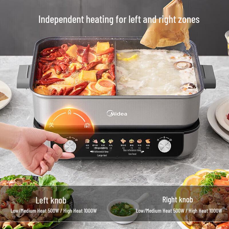 Midea 8L Dual Zone Electric Hot Pot with Independent Temp Control