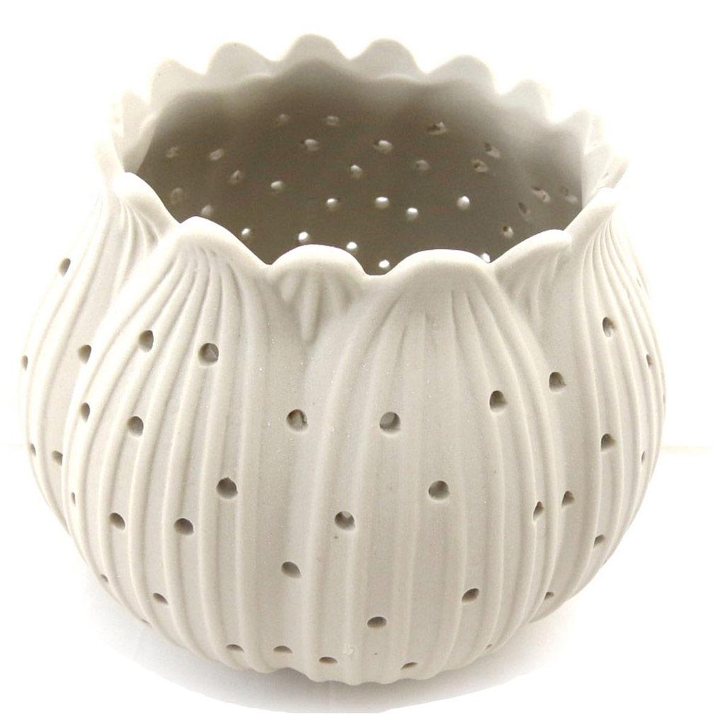 Les Trésors De Lily [J0540] - Beige 'Leaf' Candle Holder