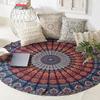 Indian Golden Blue Chili Round Table Cover Bohemia Indian Mandala Table Cloth Fabric Peacock Father Tablecloth Mediterranean Style Kitchen Round