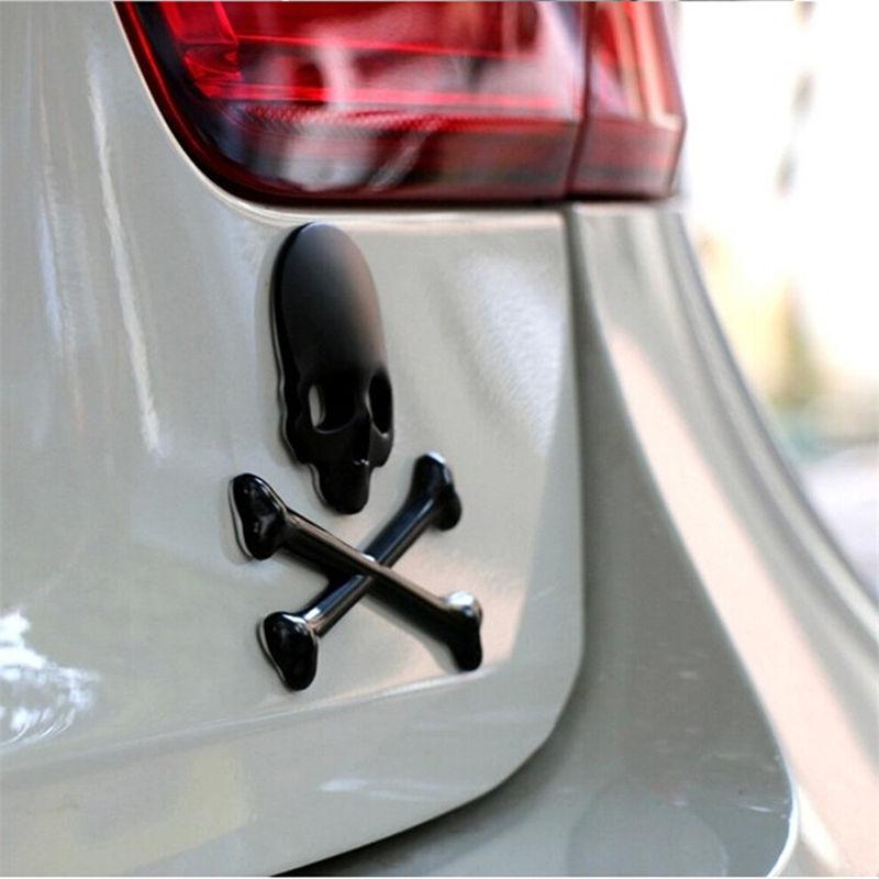 3D Металл Череп Голова Кость Логотип Автомобиль Аксессуары Эмблема Наклейка Черный GZW