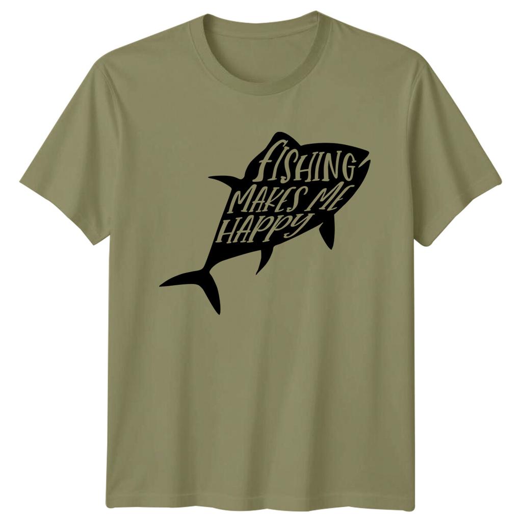 Fishing Makes Me Happy Unisexs TShirt Angling Hobby Tee