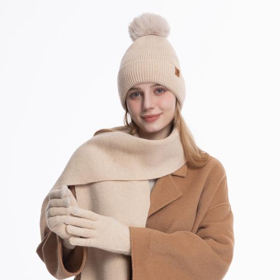 3 шт./комплект, женская зимняя шапка, шарф, перчатки, комплект, толстая трикотажная защитная шапка для ушей, перчатки, эластичная ветрозащитная зимняя шапка-купол для велоспорта, шапка-бини с шейным убором