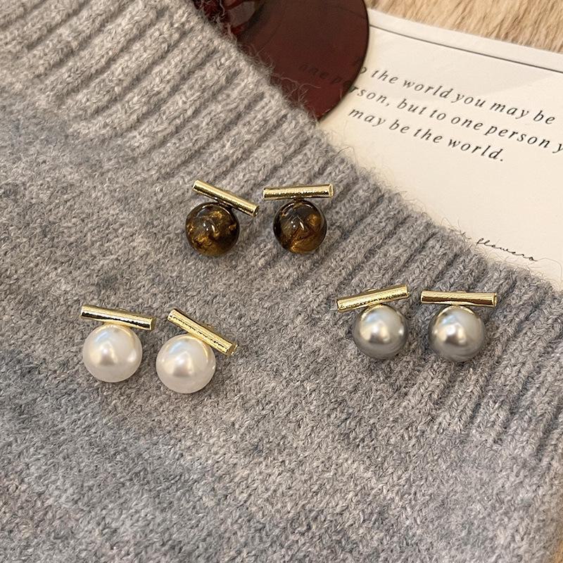 Корейские ретро-серьги с жемчугом - игла из серебра 925 пробы, стиль интернет-знаменитости, простота и универсальность.