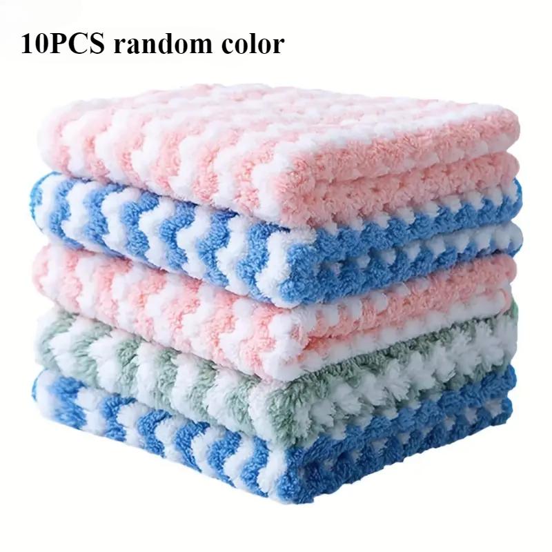 10/5/1 шт тряпка для чистки кухни коралловый флис ткань для мытья посуды супер впитывающая губка для мытья посуды сухие и влажные кухонные полотенца для чистки