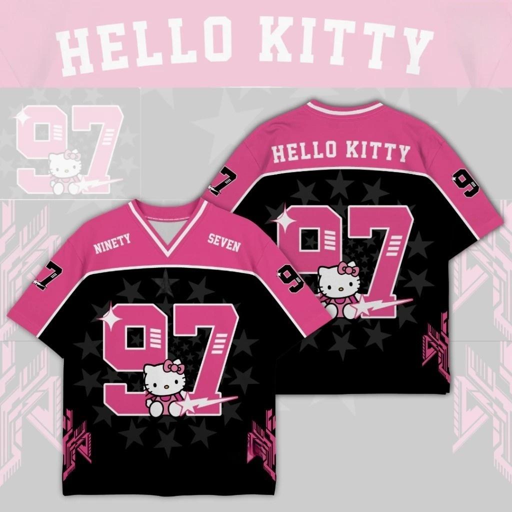 2026 Summer HelloCat 3D Print T-shirt, Y2K Aesthetic Cute Pink Black Star Fashion Casual Breathable Soft Unisex T-shirt