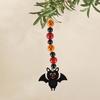 Halloween Wooden Beads Garland Hanging Pumpkin Ghost Bead with Cat Spider Witch Ornaments for Halloween Indoor Outdoor Tree Decor