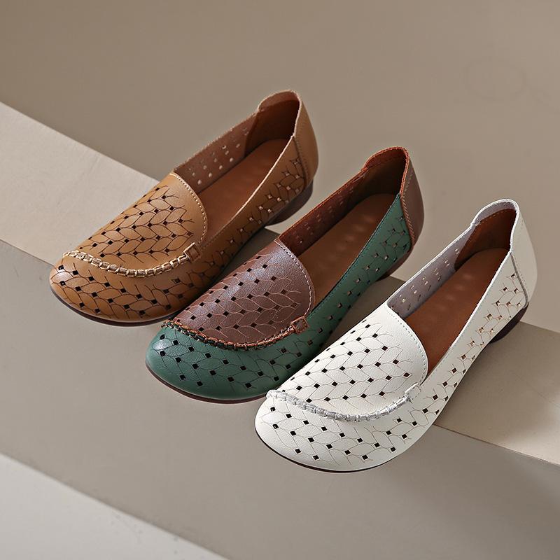 Туфли Doudou с вырезами женские весенне-летние повседневные и удобные с круглым носком на низком каблуке дышащие женские