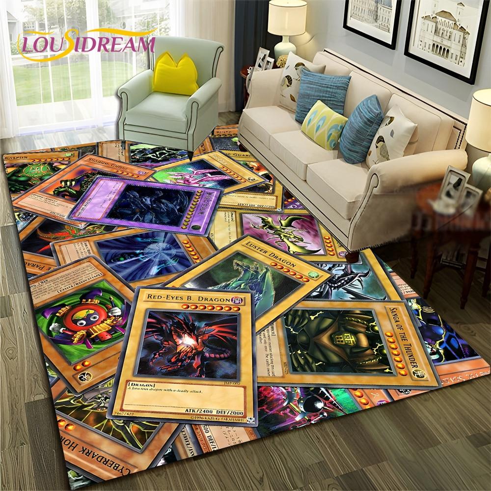 Коврик с рисунком аниме Yu-Gi-Oh MONSTER CARD для дома, гостиной, спальни, дивана, коврика, декор, детский коврик, нескользящий напольный коврик