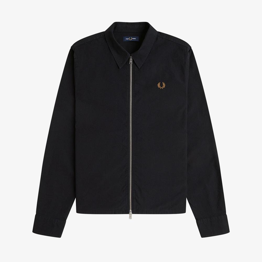 FRED PERRY [Sharp] Seersucker Zip Through Overshirt - Black Afpm2612428-102