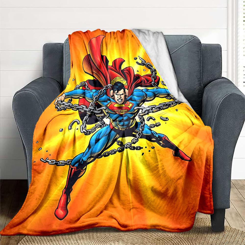 1pc Superman, Chains Flannel Throw Blanket Soft, Warm & Cozy for Couch, Bed, Office, and Travel Versatile All Season Gift, Christmas present