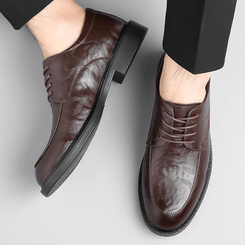 Модные мужские деловые туфли в классическом стиле из натуральной кожи, оксфорды на шнуровке, черные, коричневые, для свадьбы, формальные туфли для мужчин, новые