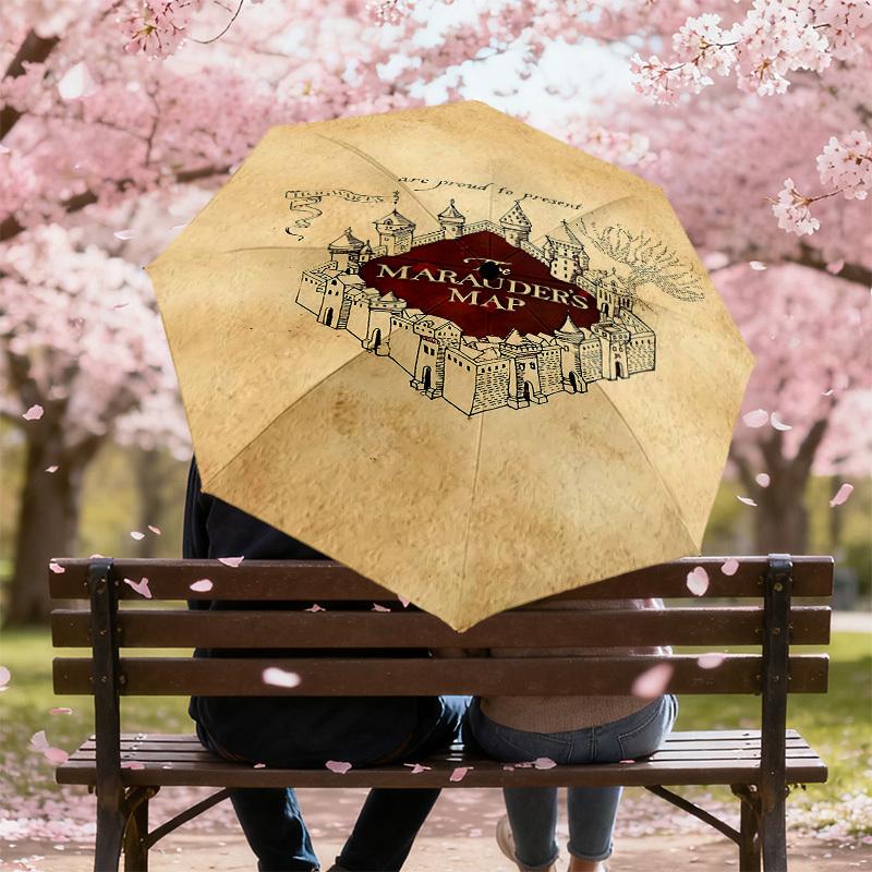 1PC Warner Marauder's Map Hogwarts Umbrella-8-Rib Reinforced, Automatic Open, Lightweight-A115