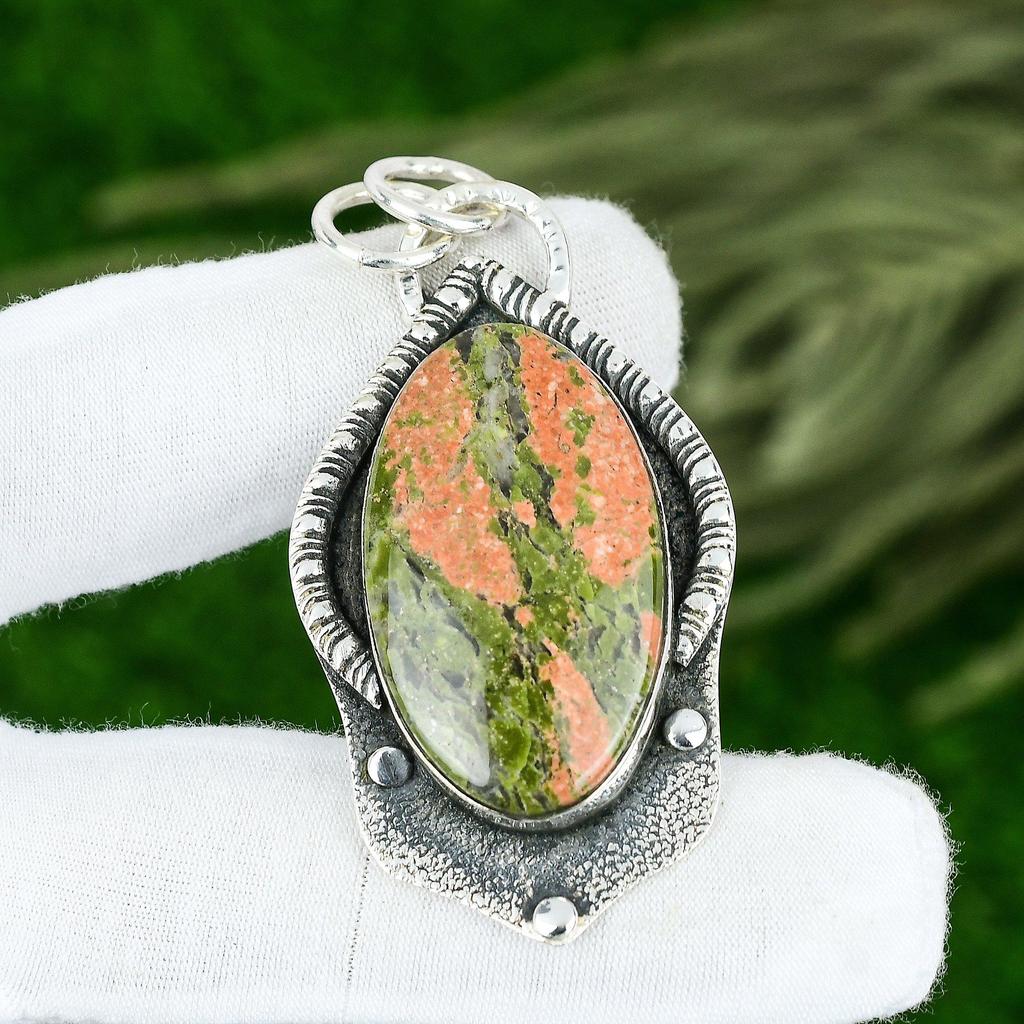 Подвеска из натурального унакита из стерлингового серебра 925 пробы, индийские украшения для девушек