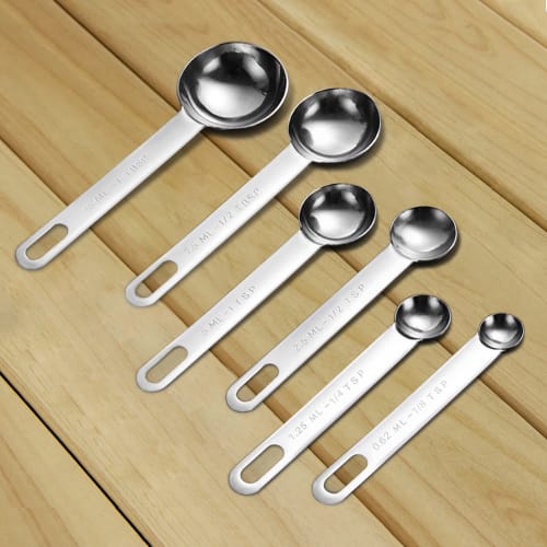 AOOSY Measuring Spoons, Set of 6, 18-8 Stainless Steel, Imported from Europe and the US, One-Piece Measuring Spoon, Family-Use, Tablespoon and Teaspoo