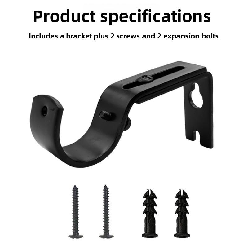 Black Metal Roman Curtain Rod Support With Adjustable Design For Living Room Windows