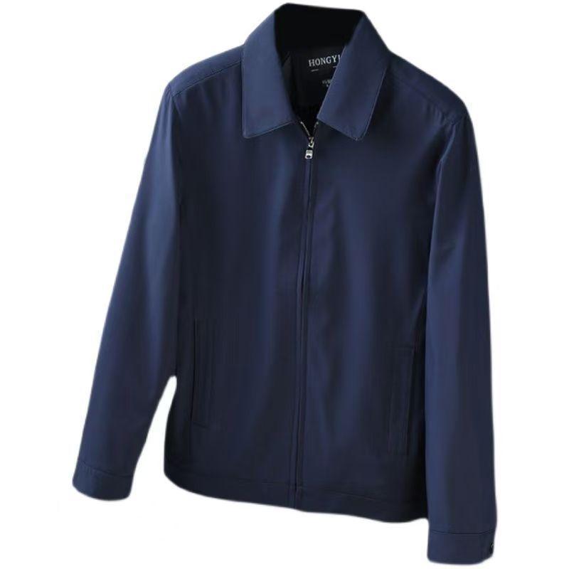 Мужская куртка Весна и Осень Лацкан Деловая куртка Однотонная Свободная куртка