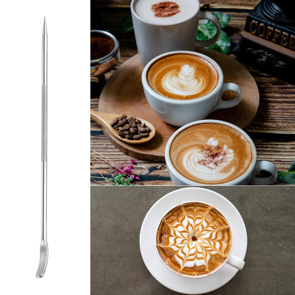 Uxcell Ручки для латте-арта из нержавеющей стали, Набор из 4 штук, 135 мм/5,31 дюйма, Инструменты для украшения латте и эспрессо