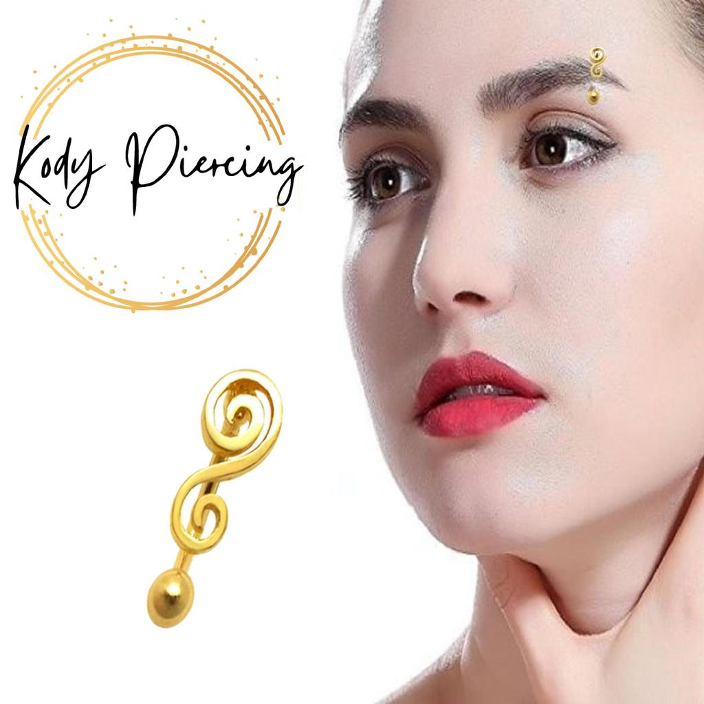 KODY PIERCING 18K Gold Plated Musical Note Piercing On Eyebrow Arch Bar with Ball - Quality Piercing