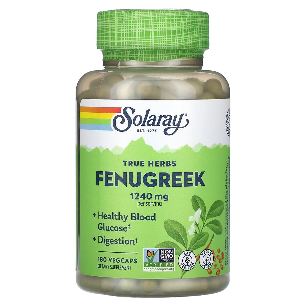 Solaray Fenugreek 1240mg Veggie Capsules, 180 Count