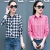 Клетчатая рубашка для женщин, сто женщин, топы, свободная ретро рубашка с длинным рукавом с гонконгским вкусом