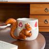 Кружка и блюдце из фарфора с рельефом 'Клен и белка', Кофейная кружка, Обеденный стол, Керамические кружки с цветами, Чашка для послеобеденного чая, Стакан для фруктового сока