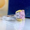 Благородное женское бриллиантовое кольцо S925 Silver High Carbon Diamond 5 Carat Square Poodle Yellow Powder Diamond Ring Impact Ring для женщин