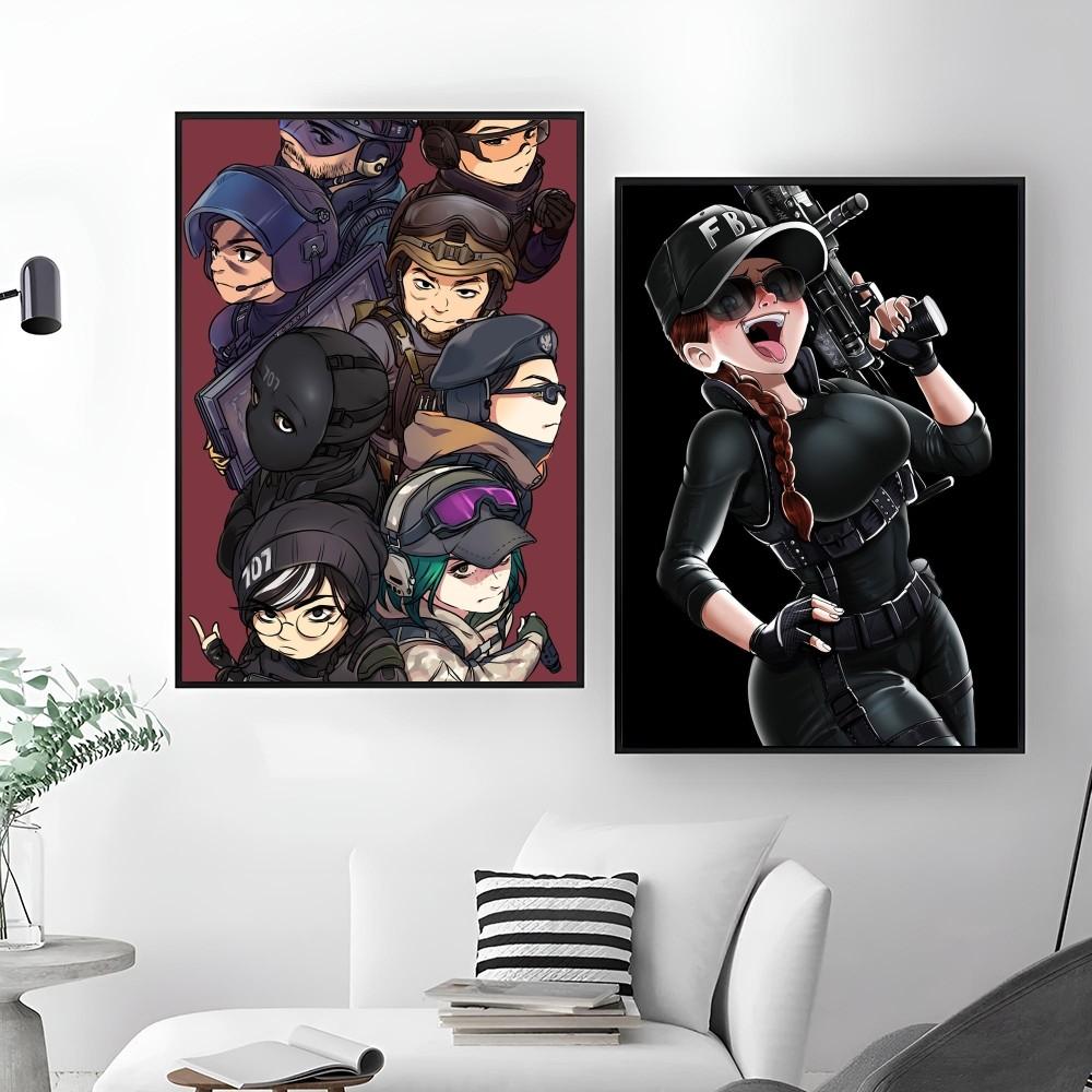 1 шт. R-R6 Rainbows Six Siege Классический фильм Самоклеящийся художественный постер Водонепроницаемая бумажная наклейка Декор для стен кофейни, бара, комнаты