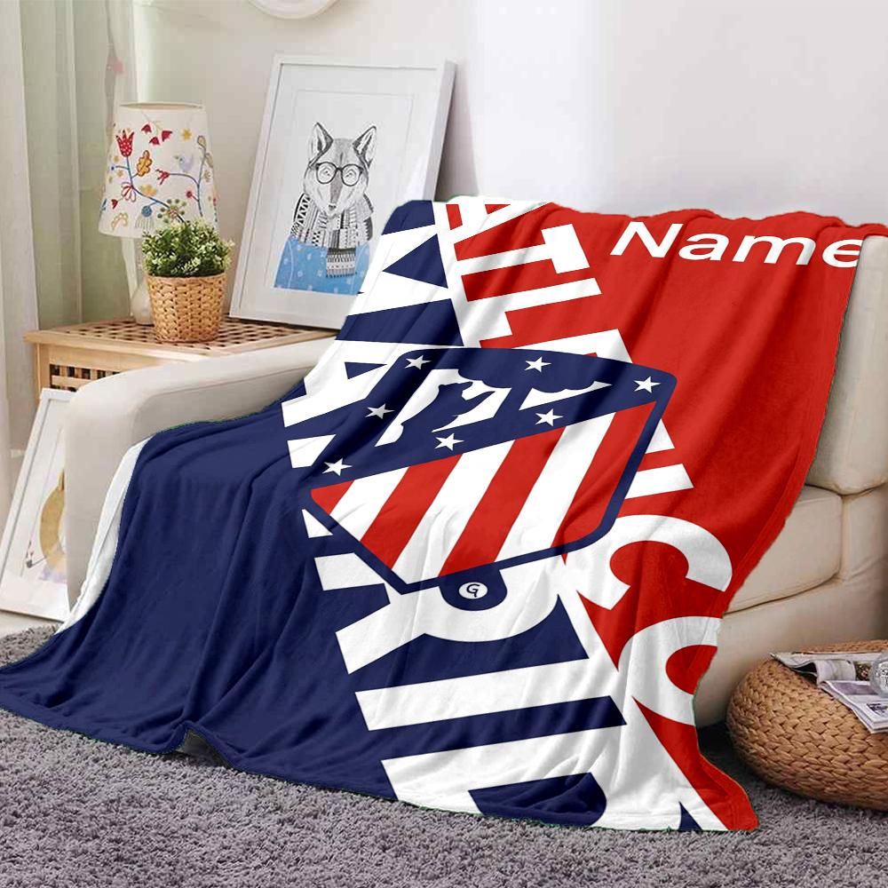 Custom Name Atltico Madrid Theme Printed Blanket Perfect For Couch Bed Travel Outdoor Use Machine Washable Cozy Durable