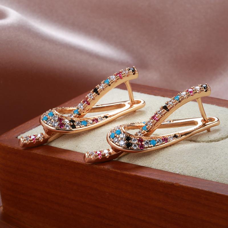 Luxury Drop Earrings With Multi Color Zircon Statement Women's Wedding Party Jewelry