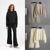 2024 Autumn and Winter New Fashion Casual Knitted Suit Trousers Women Version of Loose Jumper Wide Leg Trousers Trousers Two-piece Set