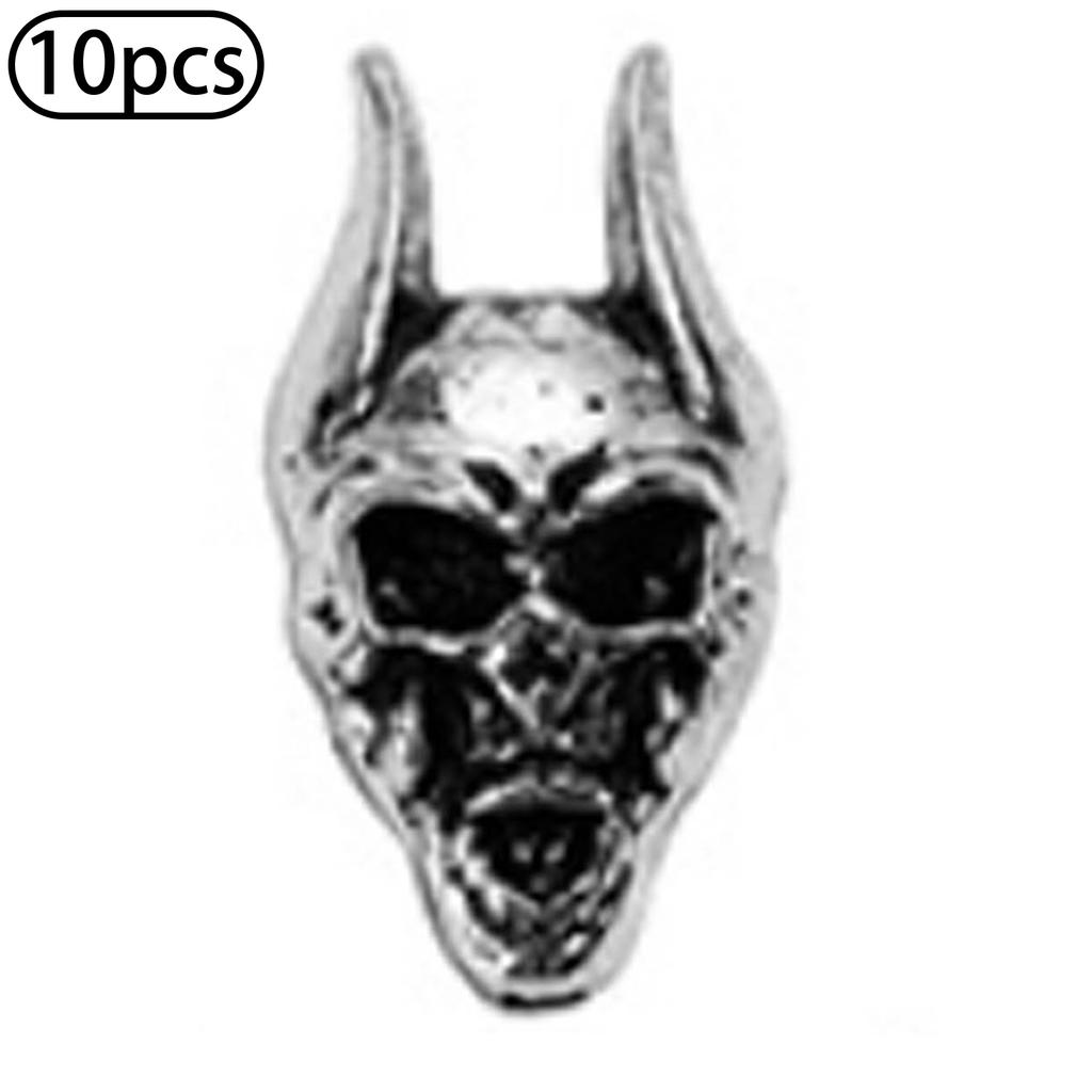 10Pcs Halloween Nail Charms Decorations 3D Metal Alloy Skull Cross Vintage Punk Style Nail Art Charms for DIY Manicure Nail Design Art Supplies