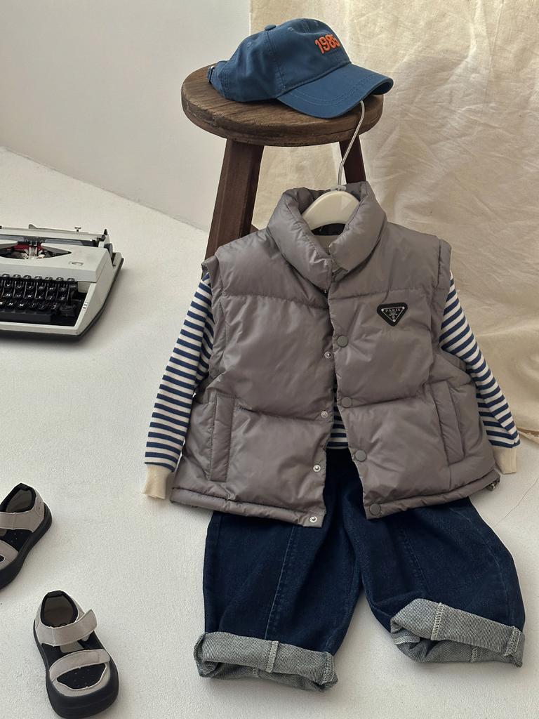 2024 Winter Kids Vests Waistcoats Thicken Warm Down Outerwear Coats Toddler Vest Lightweight Girls Boys Jacket Korea Style