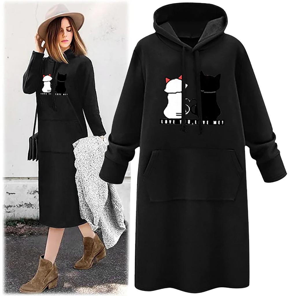 Hoodies For Women Casual Loose Pocket Long Sleeve Fashion Style Comfy Sweatshirts Pullover  Dress