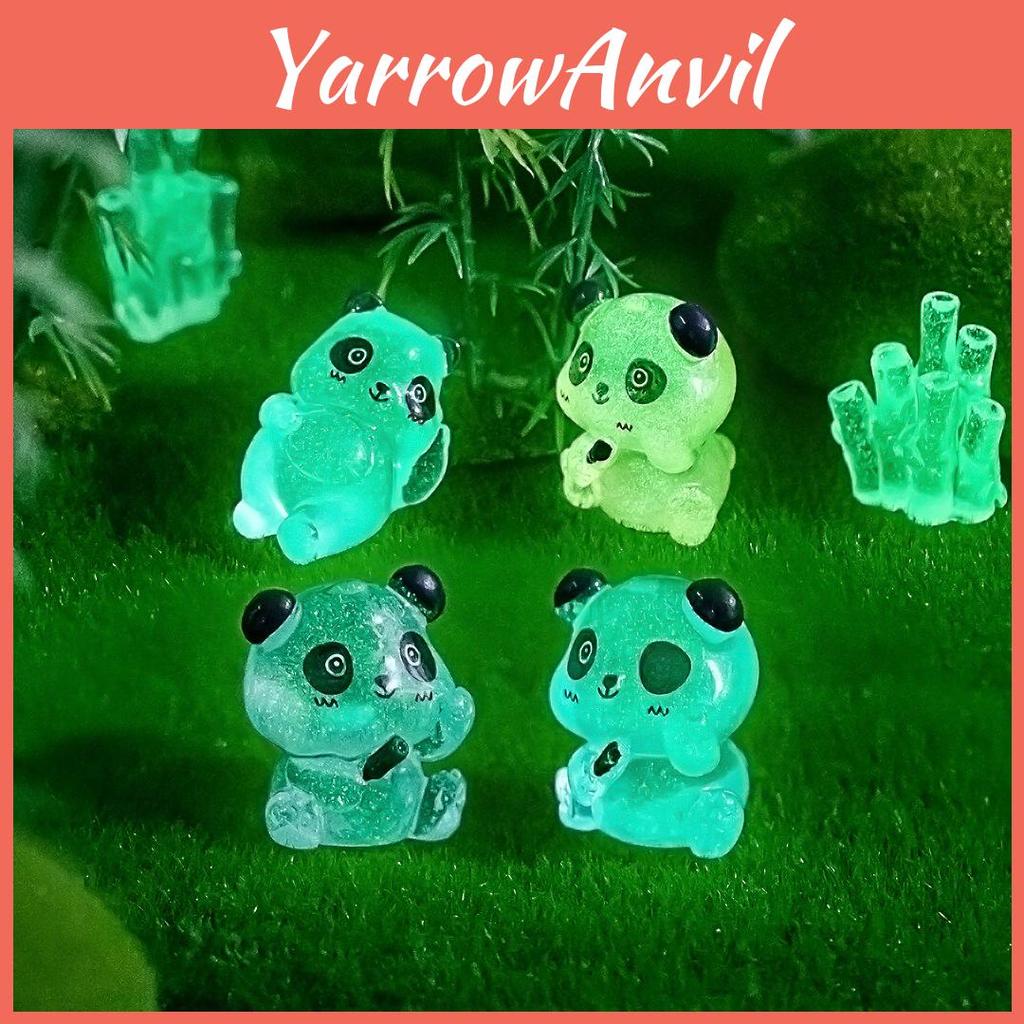 Игривые светящиеся фигурки панды из смолы для сада и настольного дисплея в 7 цветах