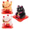 Iplusmile 3 Pieces Lucky Cat Bobblehead Doll Solar Moving Lucky Cat Car Figurine Lucky Cat Solar Automatic Moving Cute Lucky Cat Electric Right Hand