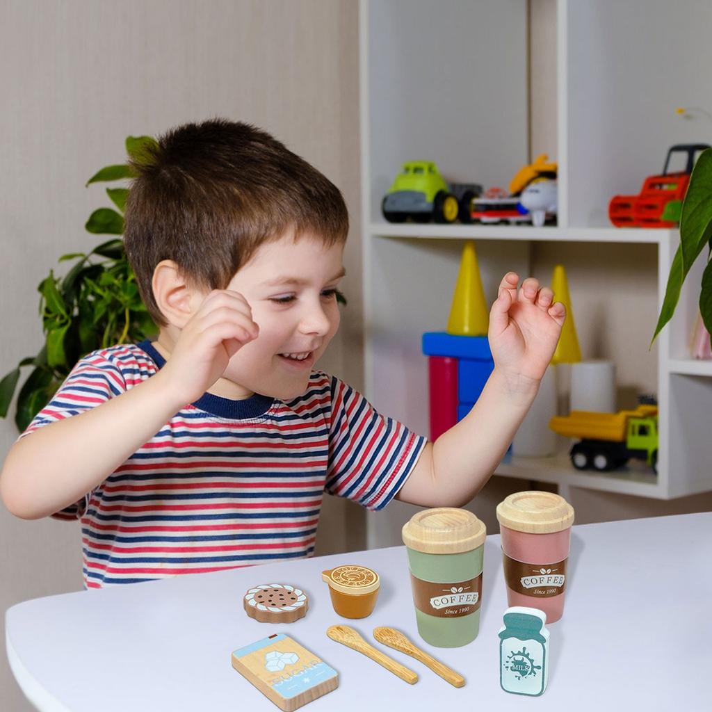Simulated Wooden Tea Set For Pretend Play Kitchen Toy