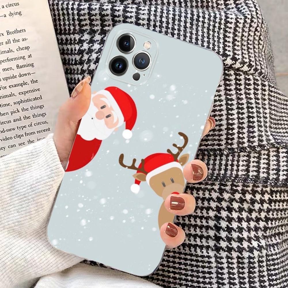 Рождественский Мультяшный Чехол на Телефон для Нового Года для iPhone 15 14 11 12 13 Mini Pro XS Max Чехол 6 7 8 Plus X XR SE 2020 Funda Shell