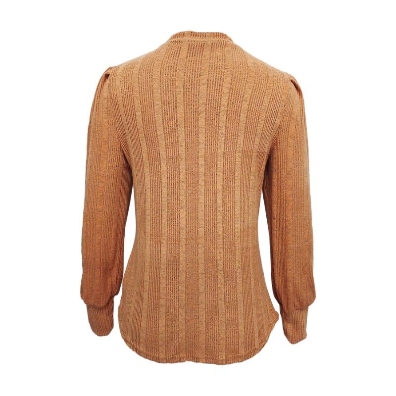 VEZFAA Женская мода повседневная весна осень однотонный принт длинный рукав полуводолазка пуловеры и длинные рукава