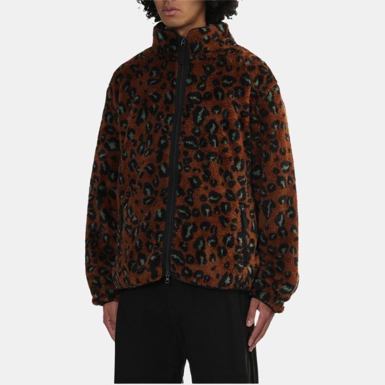Carhartt WIP FW24 Толстовка Jebson Мягкая Удобная Леопардовый Принт Воротник-стойка Молния Длинный рукав Пониженная линия плеча Флисовая куртка CHXJKI032321N