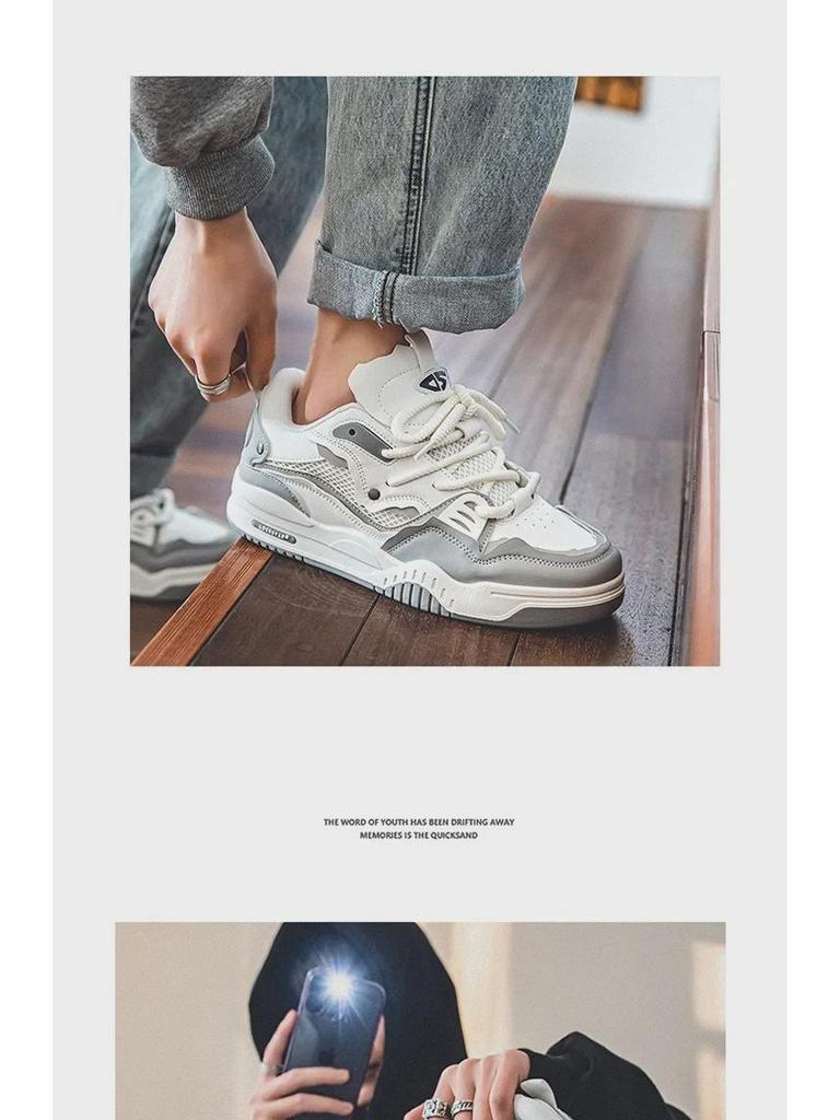 Мужские кроссовки в стиле ретро, увеличивающие рост, с нескользящей подошвой — весна и осень 2025 г., гонконгский стиль