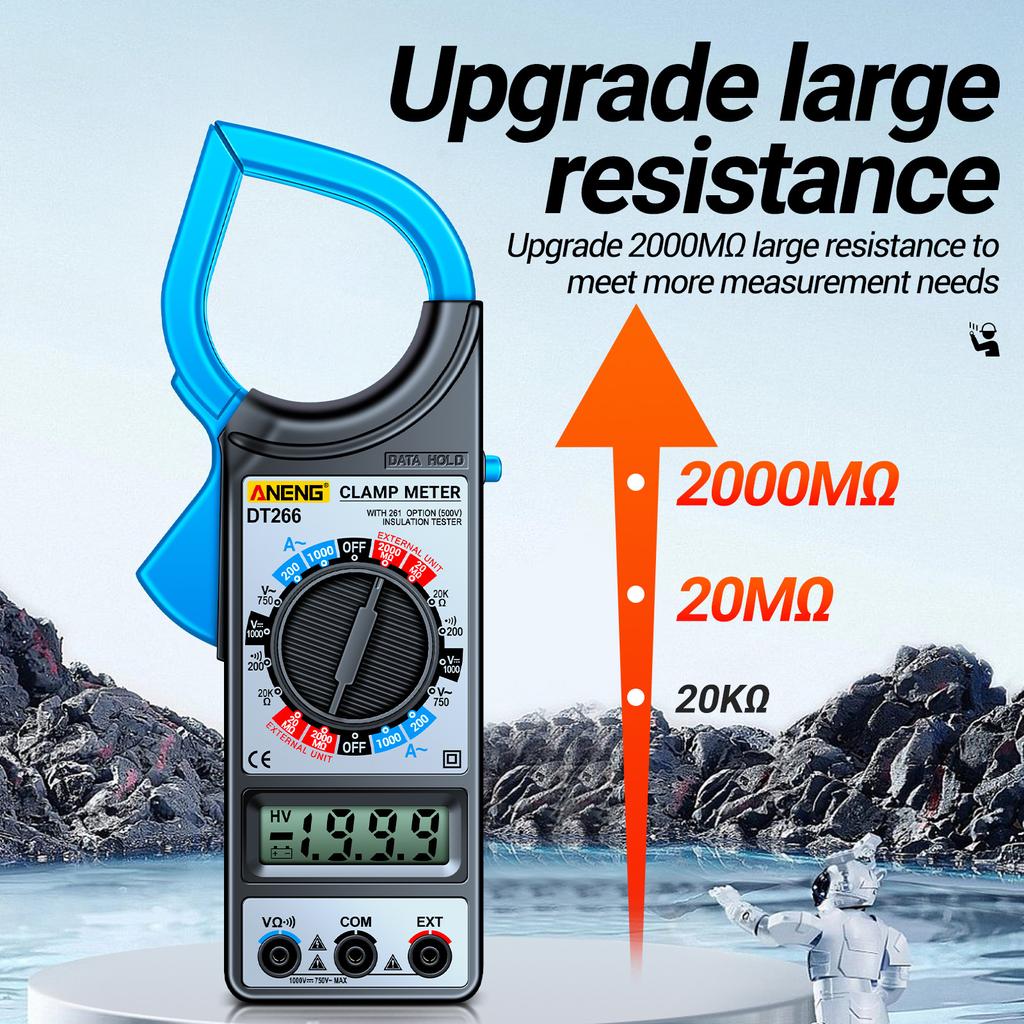ANENG DT266 LCD 1999 Count Digital True RMS Professional Clamp Meter ACDC Current Voltage Tester