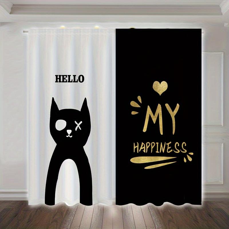2pcs Rustic Animal Cat Print Semi Blackout Curtains Fashionable Curtains For Bedroom Office Kitchen Living Room Study Room Home
